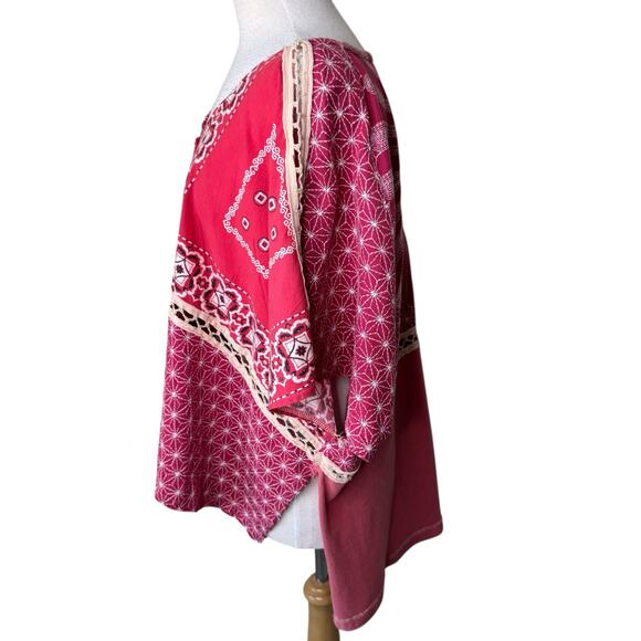 FREE PEOPLE Thunder Road Tee Western Bandana Boho Oversized XS - Picture 5 of 12